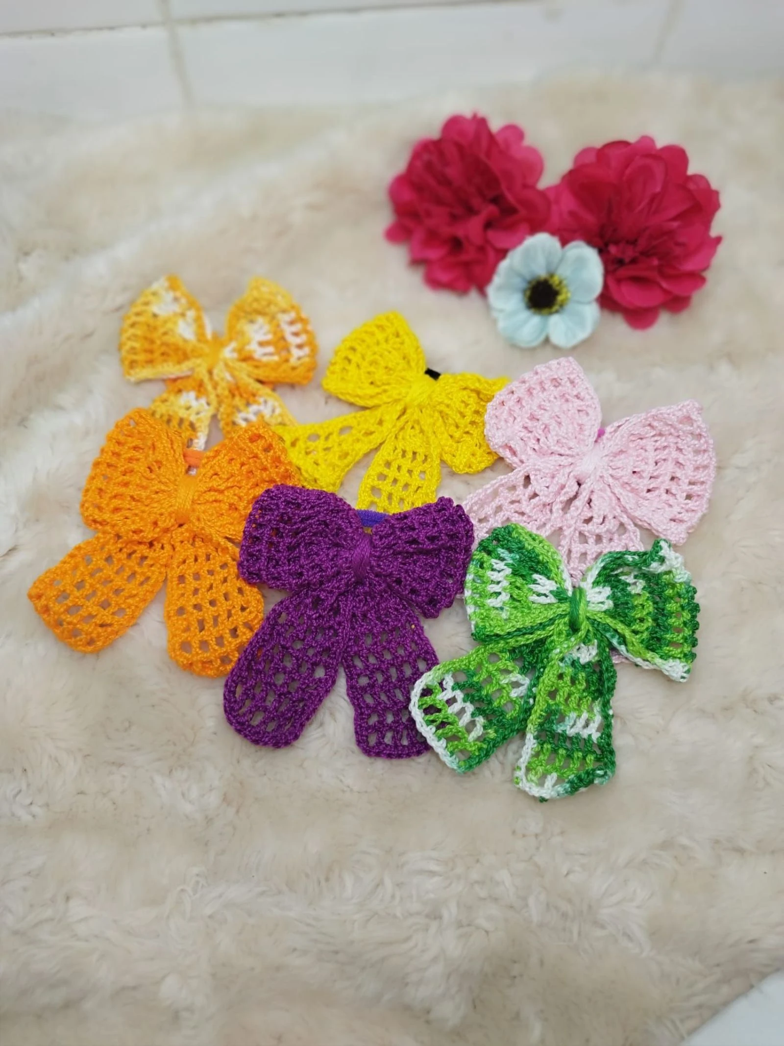 🎀 Coleteros a crochet / Lazos de Algodon Hecho a mano 🎀